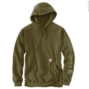 Carhartt Olive Green Logo Sleeve Pullover Hoodie